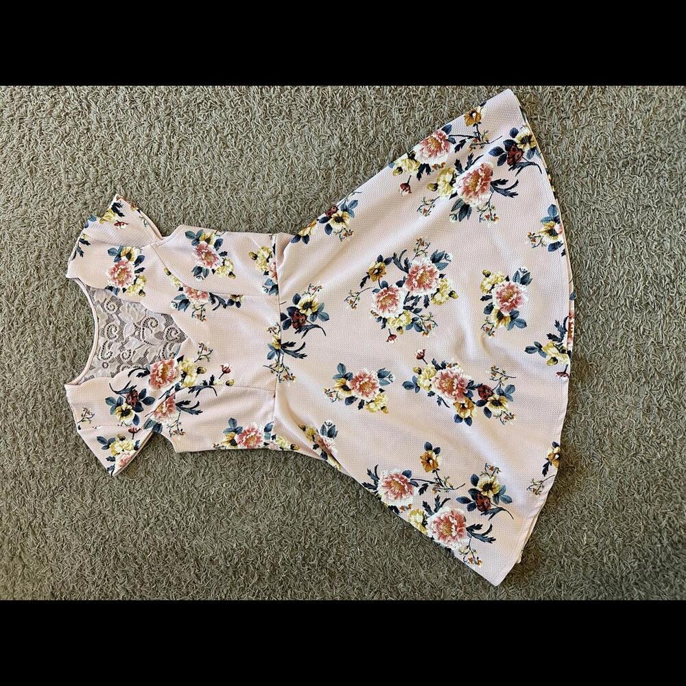 Three Pink Hearts Floral Lace-Back Dress - XL